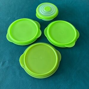 Tupperware Lime Green ‘Flat Out’ Collapsible Bowls + 1 mini bowl 5452 5454